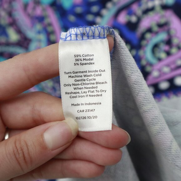 T By Talbots Ladder Back Confetti Paisley Dress Women LP Blue Boho Groovy Hippie - Picture 4 of 15